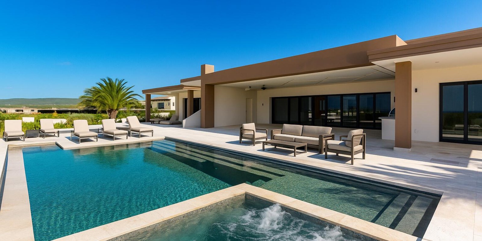 Villa contemporanea con alberca infinita frente al Pacifico en Diamante, Cabo San Lucas